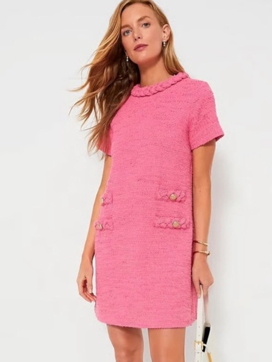 Tuckernuck Dresses & Skirts - 🎀 Tuckernuck Jackie Pink Tweed 60s Mini Shift Dress Large